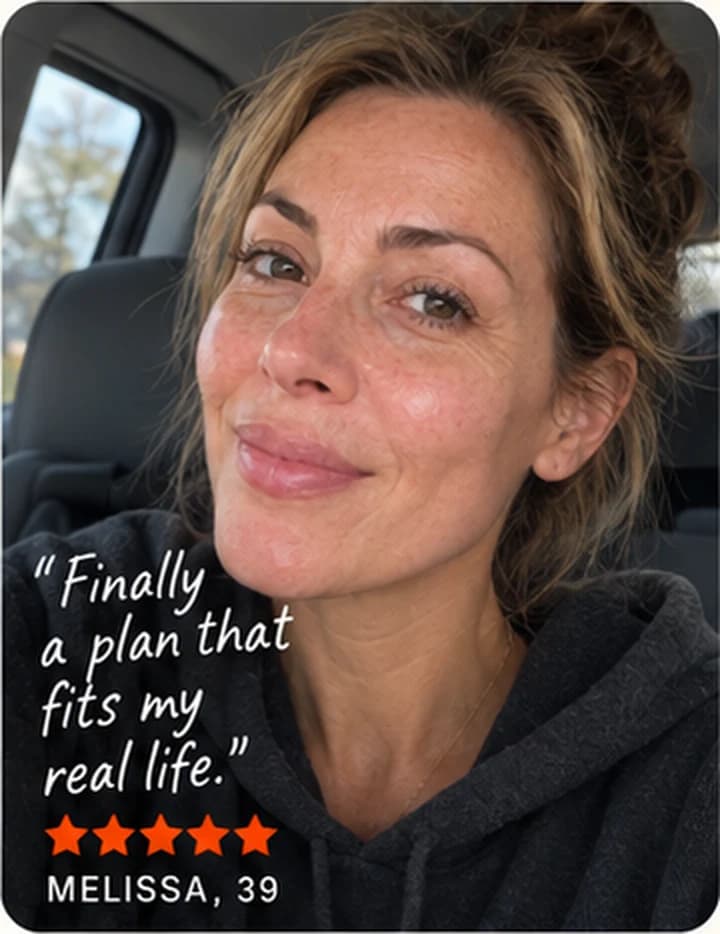 Melissa, 39, taking a bare-faced selfie in the car.